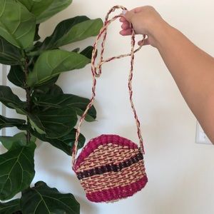 rattan weave mini shoulder bag
